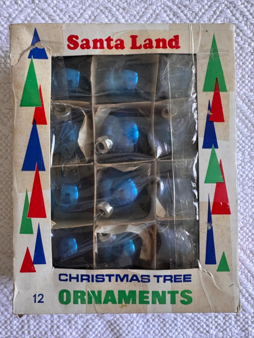 VTG MCM Santa Land Blue Christmas Tree Ornaments - Set of 12